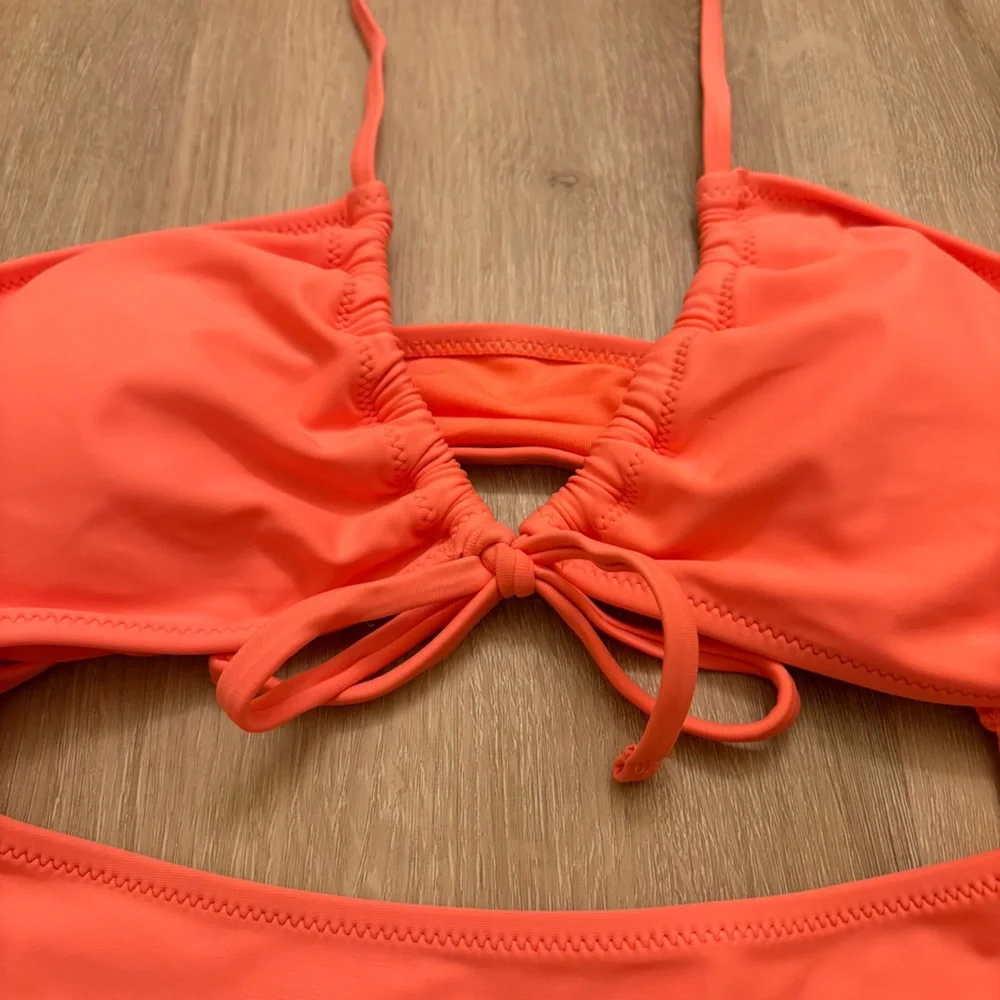 NWT Aerie Dark Coral One-Piece Ruched Cheeky Swimsuit Womens Medium